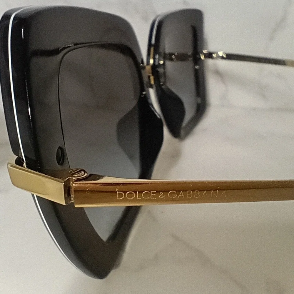 DOLCE & GABBANA Black w/ Burgundy & White Stripes Women's Sunglasses - NWT
